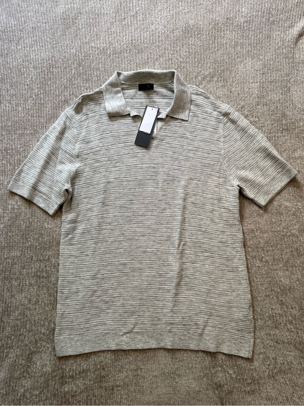 Truth By Republic Heather Gray Textured Knit Polo Sweater Men’s Large NWT